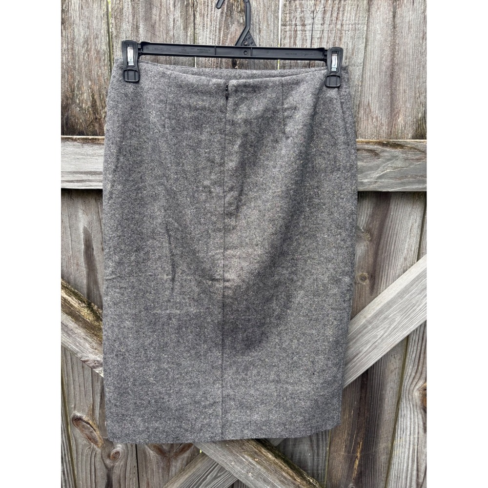 Talbots Grey Tweed Wool Silk Blend Pencil Skirt Size 4 Multi Color Fleck Lined